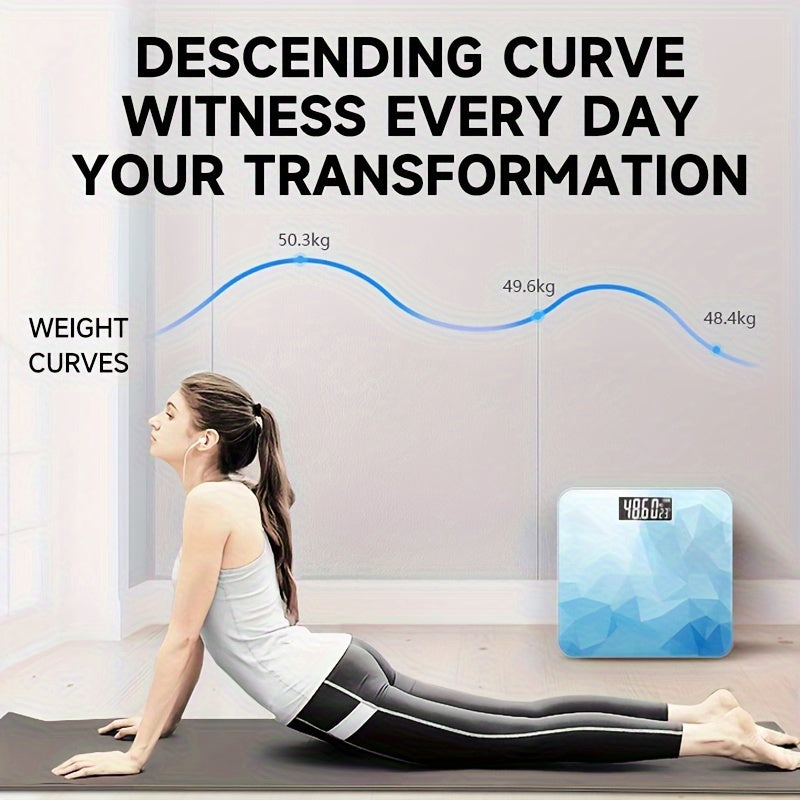 Цифровые умные весы для ванной с ЖК-дисплеем, высокая точность взвешивания до 400 фунтов, градиентный синий дизайн, работающие от батареек (AAA*2).