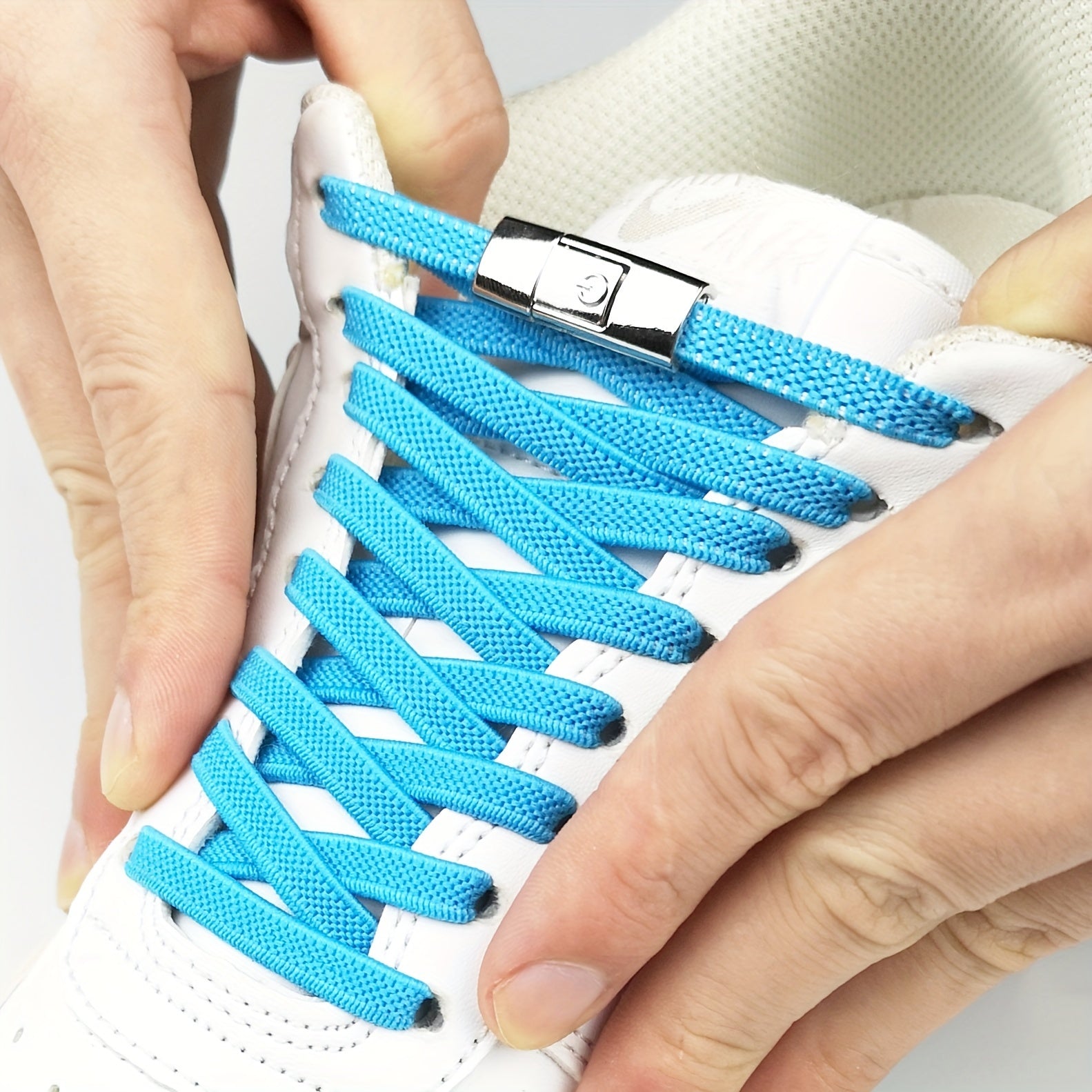 Unisex Elastic No-Tie Shoelaces Lazy Metal Lock Laces for Sports and Casual