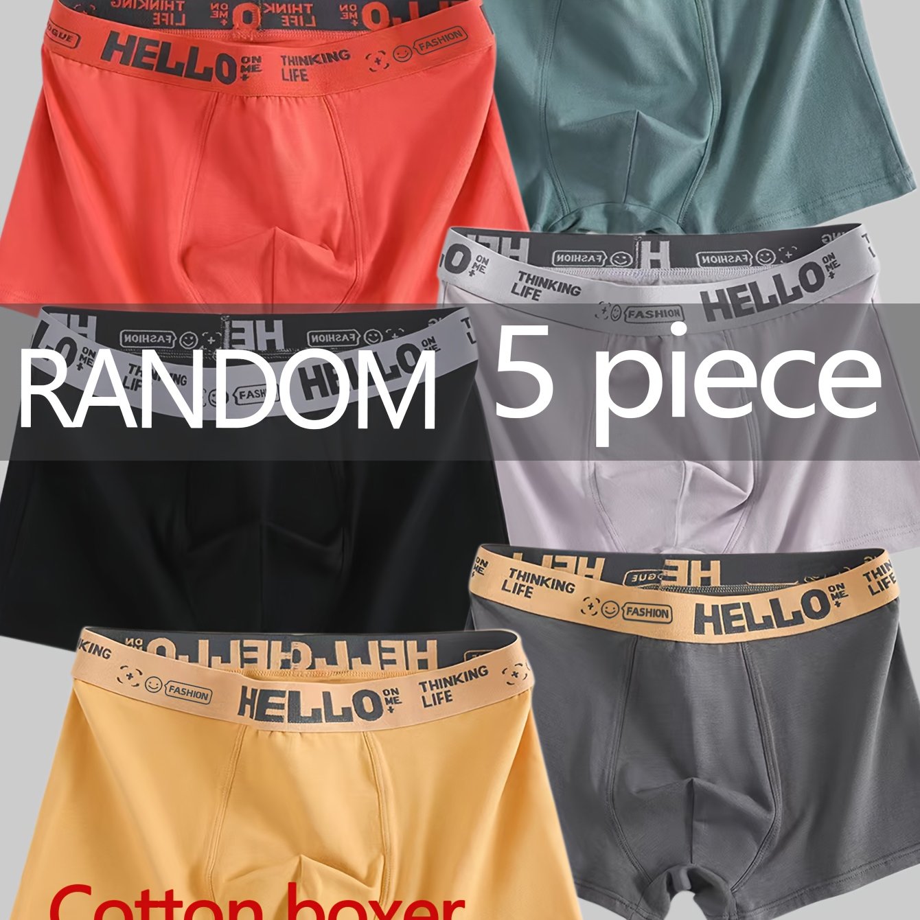 Erkaklar uchun moda ichki kiyim to'plamlari 1, 3, 5 yoki 10 dona, nafas oladigan paxtadan tayyorlangan, tez quriydigan elastik bel bog'ichiga ega.