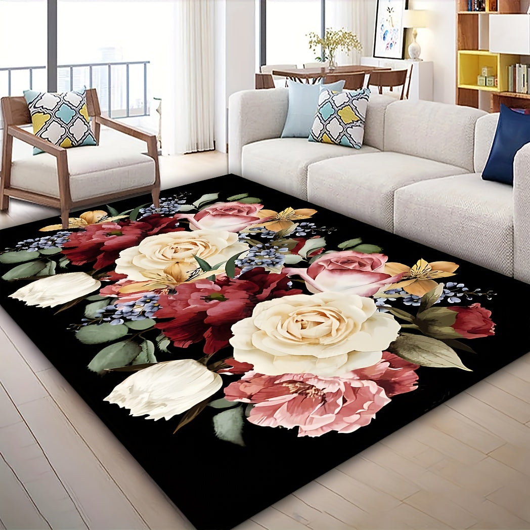 Мягкий кристально-бархатный винтажный цветочный коврик - нескользящий, легко чистится, идеально подходит для любой комнаты, внутренний/наружный входной коврик разных размеров