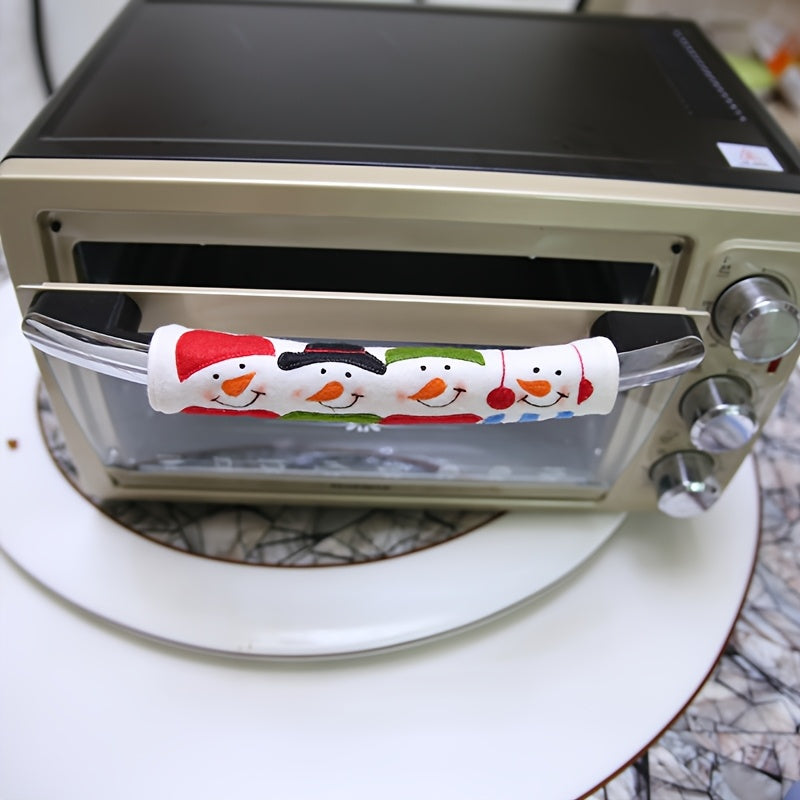 Christmas Snowman Oven Door Handle Cover Heat-Resistant Cloth Holiday Kitchen Decor
