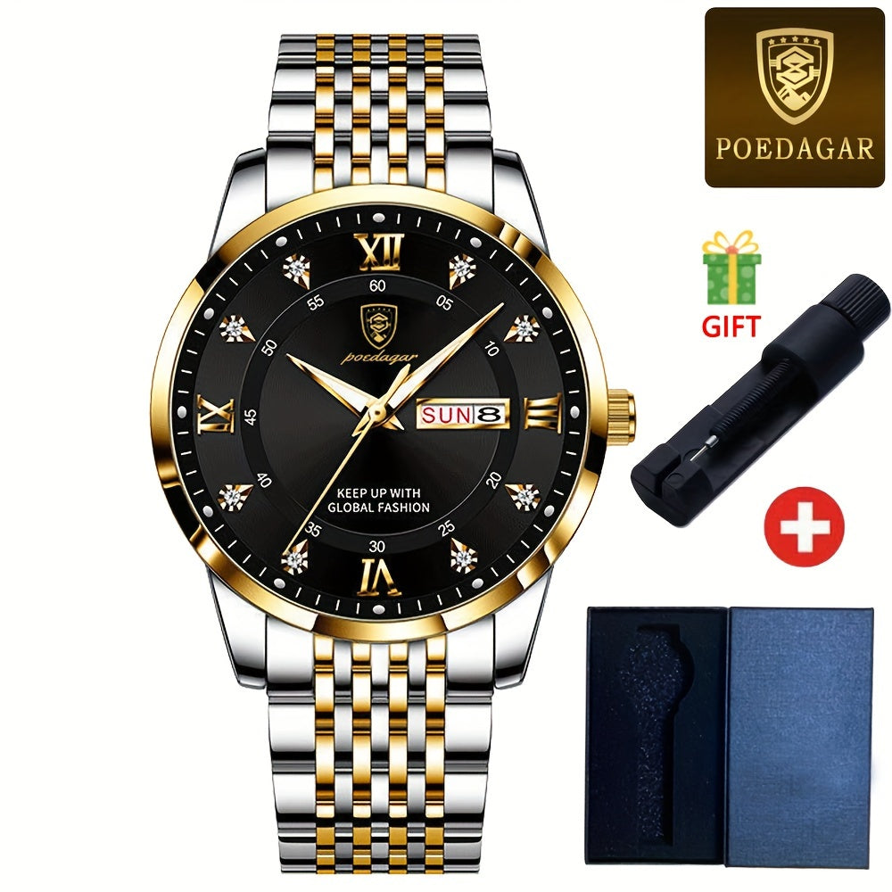 Men's Waterproof Luminous Quartz Chronograph Wristwatch for Business and Sports
