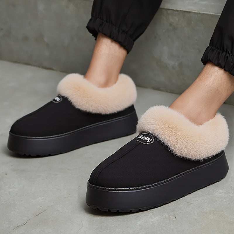 Leopard Print Winter Slippers Plush-Lined Non-Washable with Thick EVA Sole