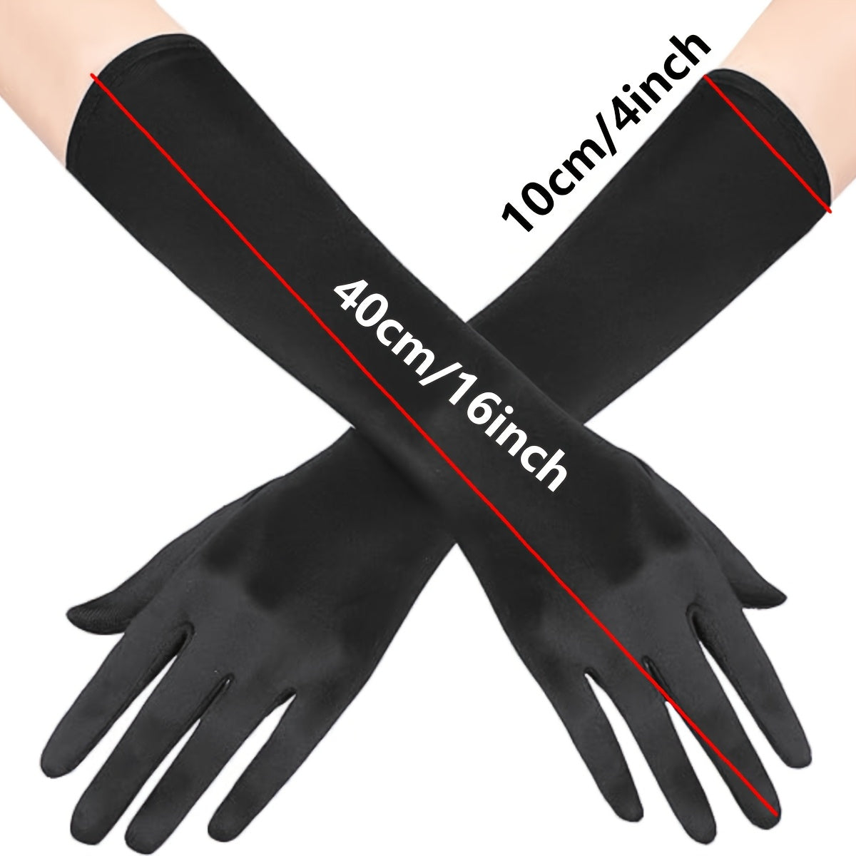 Ayollar uchun satindan tayyorlangan uzun opera qo'llari, 3 ta, vintage, tirsak uzunligi, kechki kiyim va to'y uchun