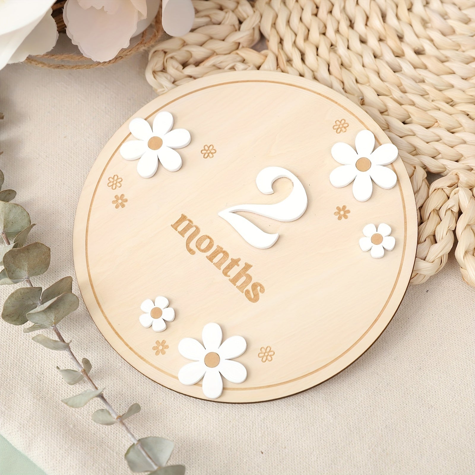 Wooden Milestone Cards Set for Baby First Year Growth Tracking