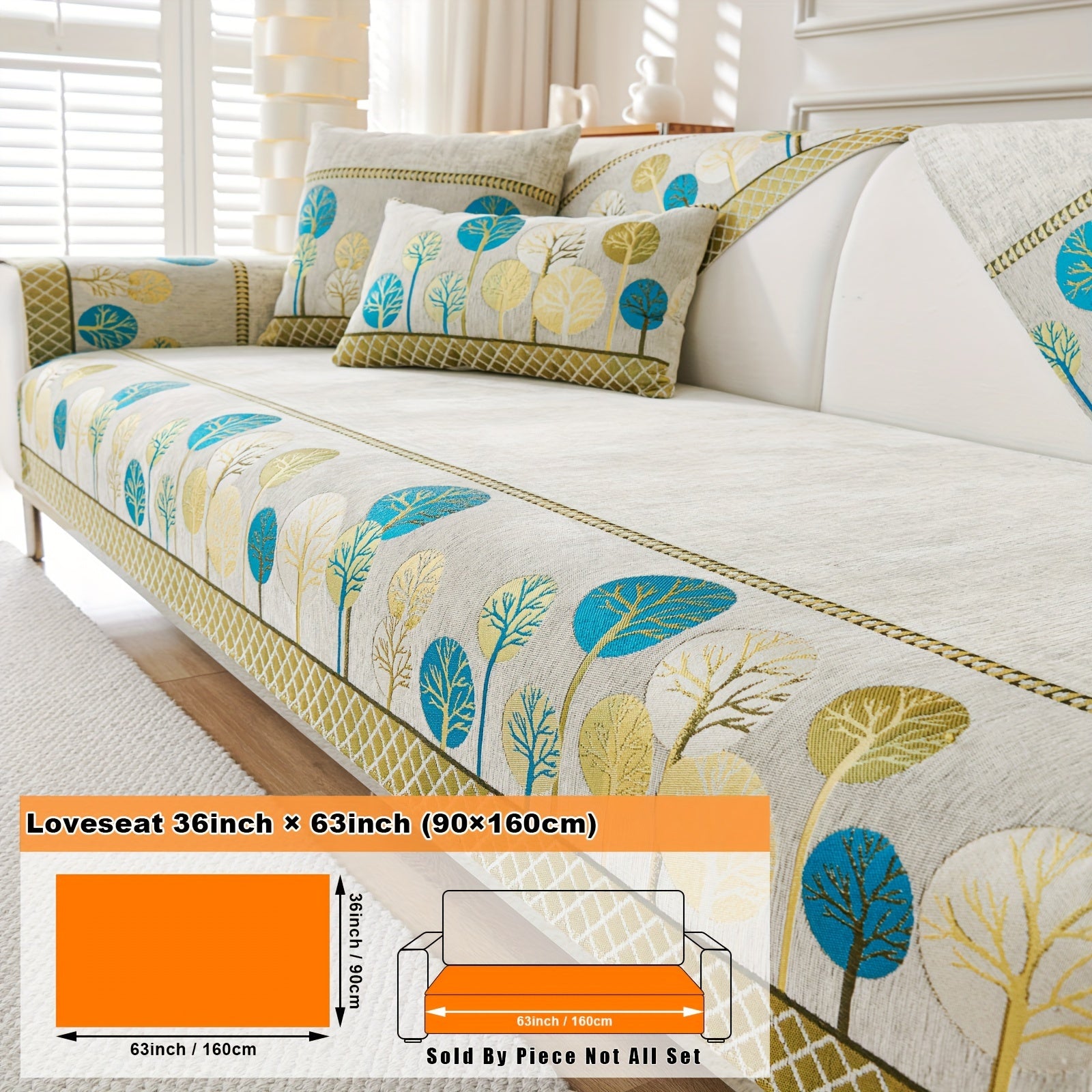 Bohemian Moonlit Trees Sofa Cover for Single to Quadruple Seaters Pet-Friendly Machine Washable Viscose