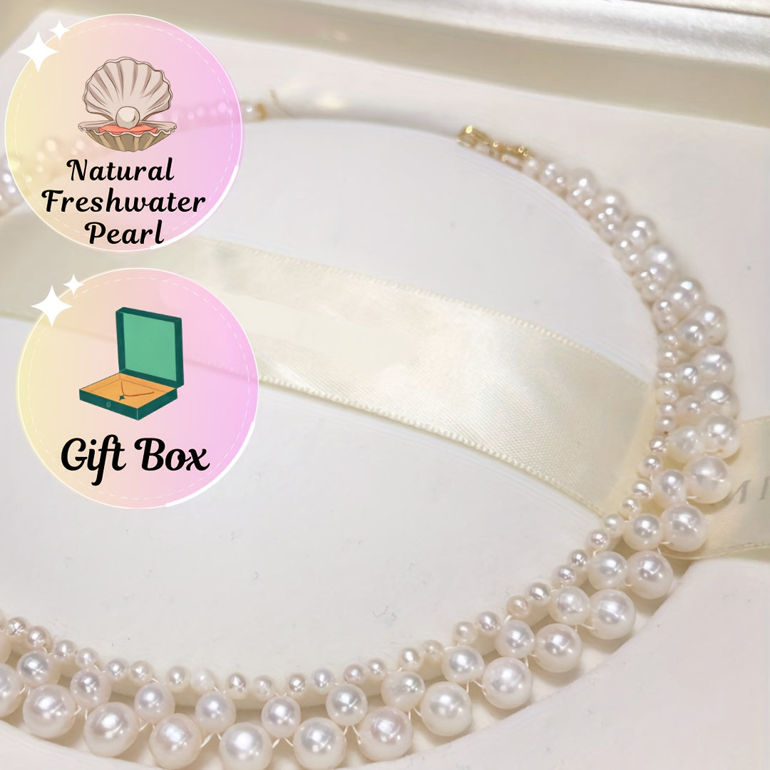 Freshwater Pearl Layered Necklace for Women Elegant Jewelry for Weddings Birthdays Valentine’s Day