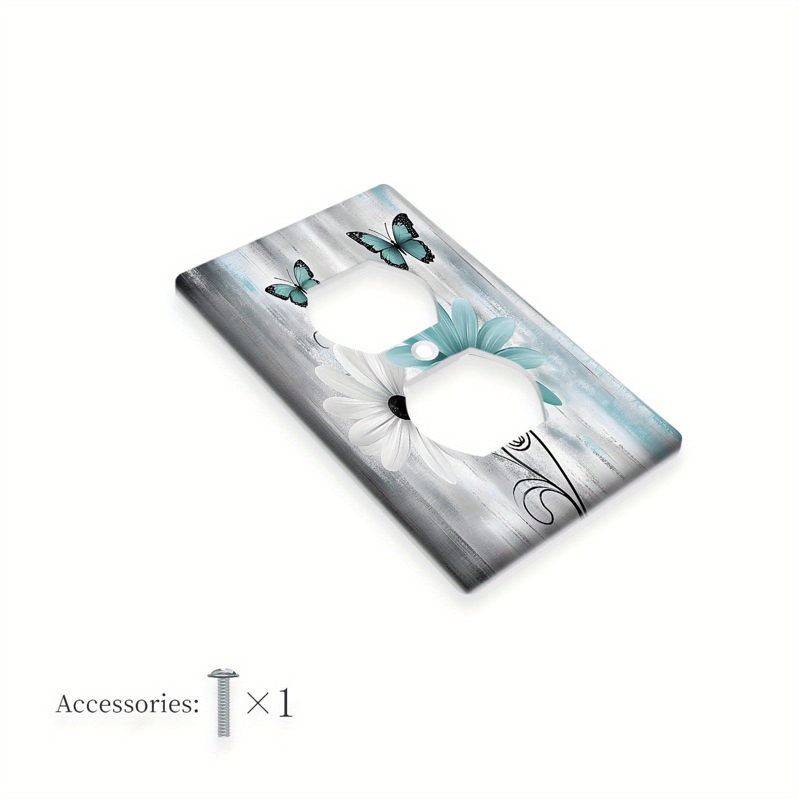 Teal Daisy and Butterfly Light Switch Cover Farmhouse Style Easy to Install 1 or 2 Gang