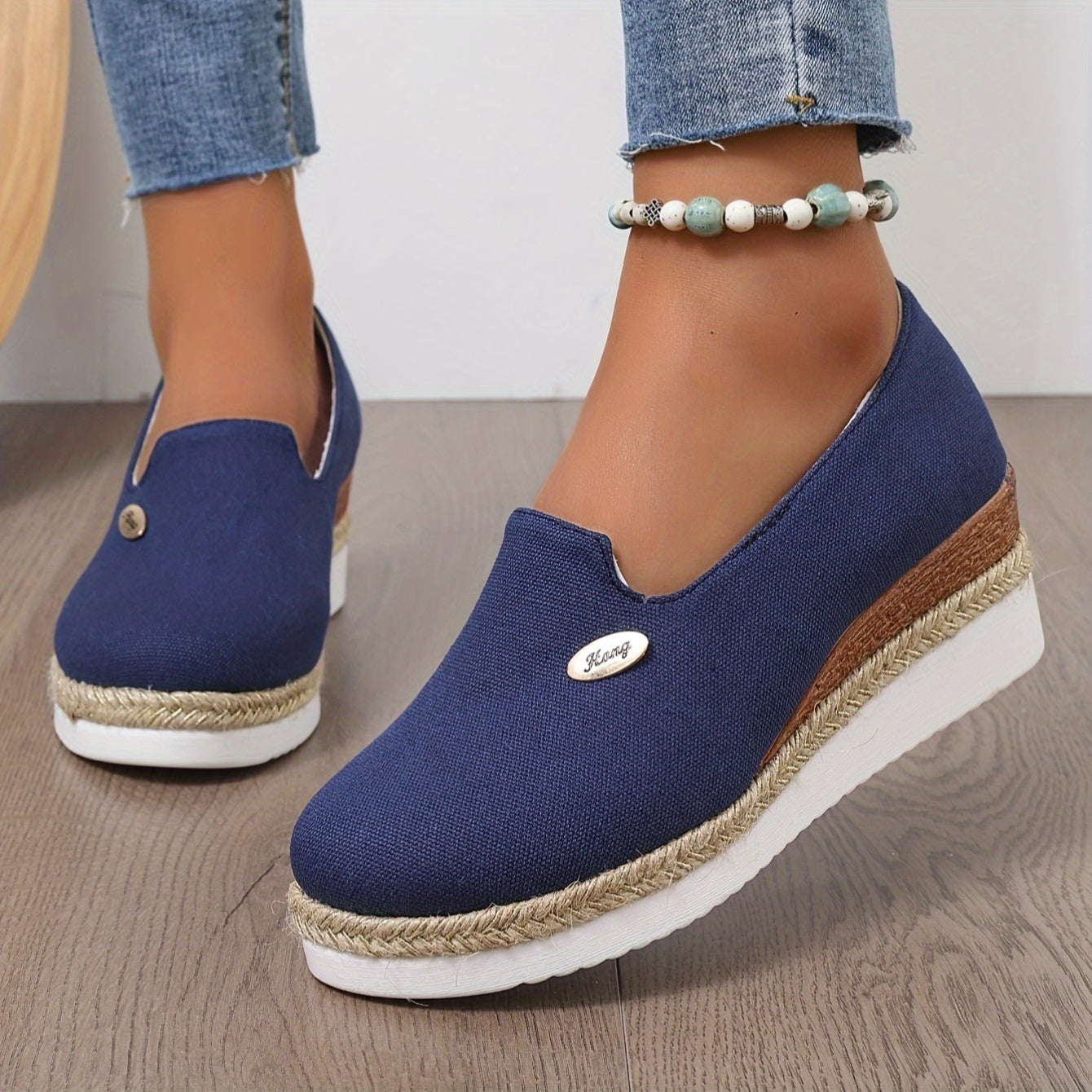Women's Casual Espadrille Platform Pumps with Round Toe and High Heel