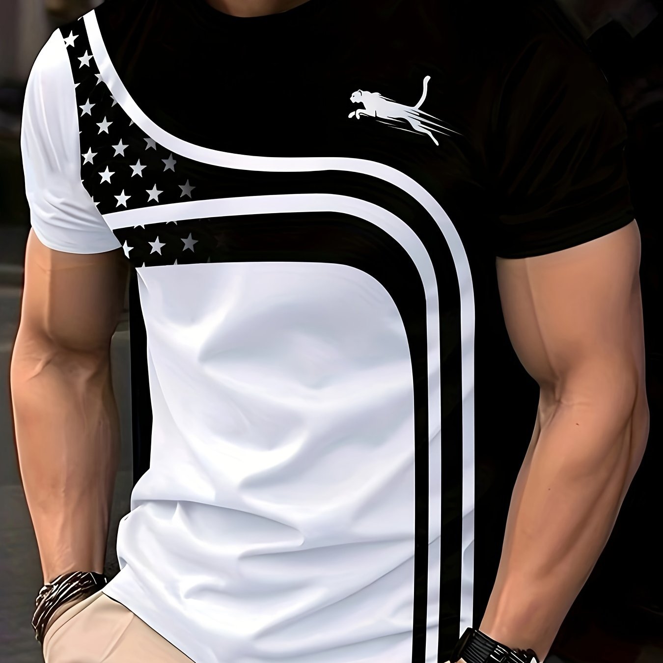 Erkaklar uchun tasodifiy yumshoq bo'yinli futbolka, 3D geometrik naqsh bilan, polyesterdan tayyorlangan, odatiy moslikda, cho'ziluvchan to'qima va yangicha dizayn bilan.