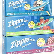 Qalin, ikki qulflangan muhrlangan yangilik sumkalari, klipli yopiq - turli o'lchamlardagi kvadrat idishlar to'plami (15/20/30 ta) muzlatgichda saqlash uchun xavfsiz, ko'p maqsadli foydalanish uchun qayta ishlatiladigan plastik zip sumkalar.