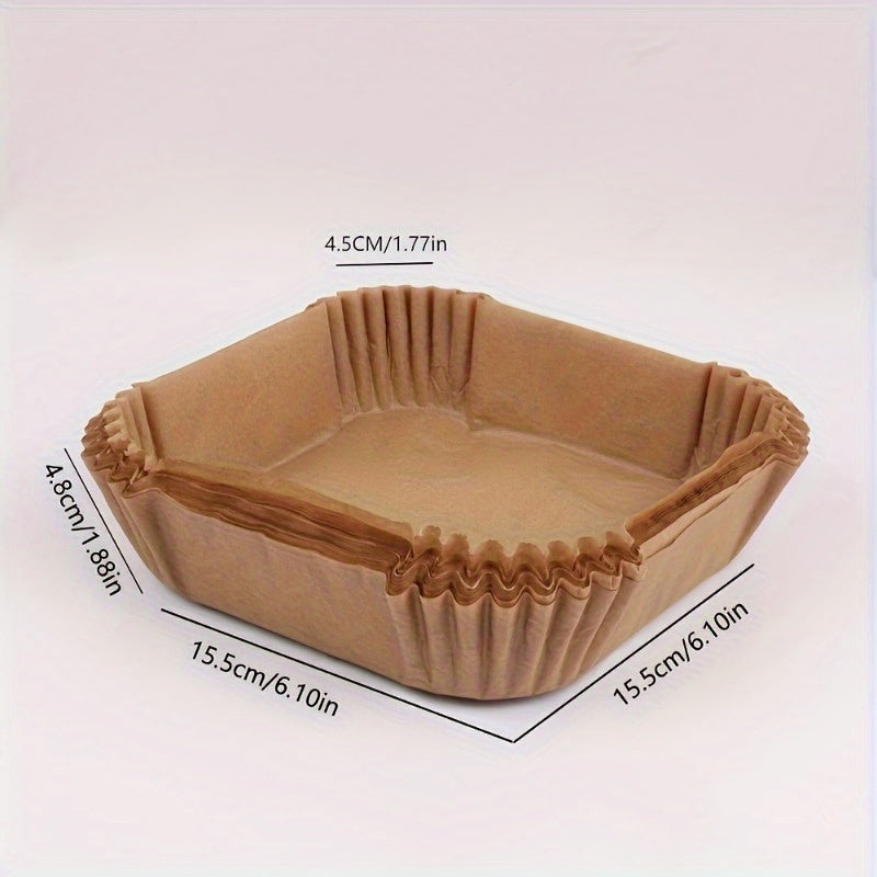 Set of 50 Rectangular Air Fryer Baking Papers Non-Stick Parchment for Oven Microwave