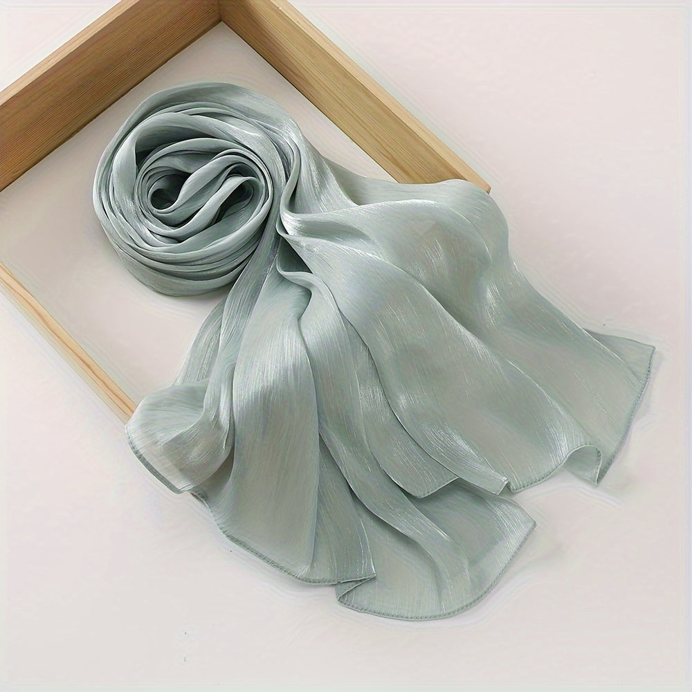 Elegant Organza Scarf with Crinkled Texture Satin Shayla Hijab for Women