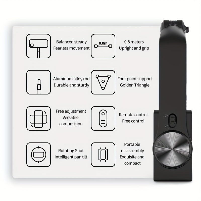 Тренога для стабилизации головы с USB-зарядкой и регулируемым держателем для телефона с поворотом на 270° для прямых трансляций, фотографии и путешествий