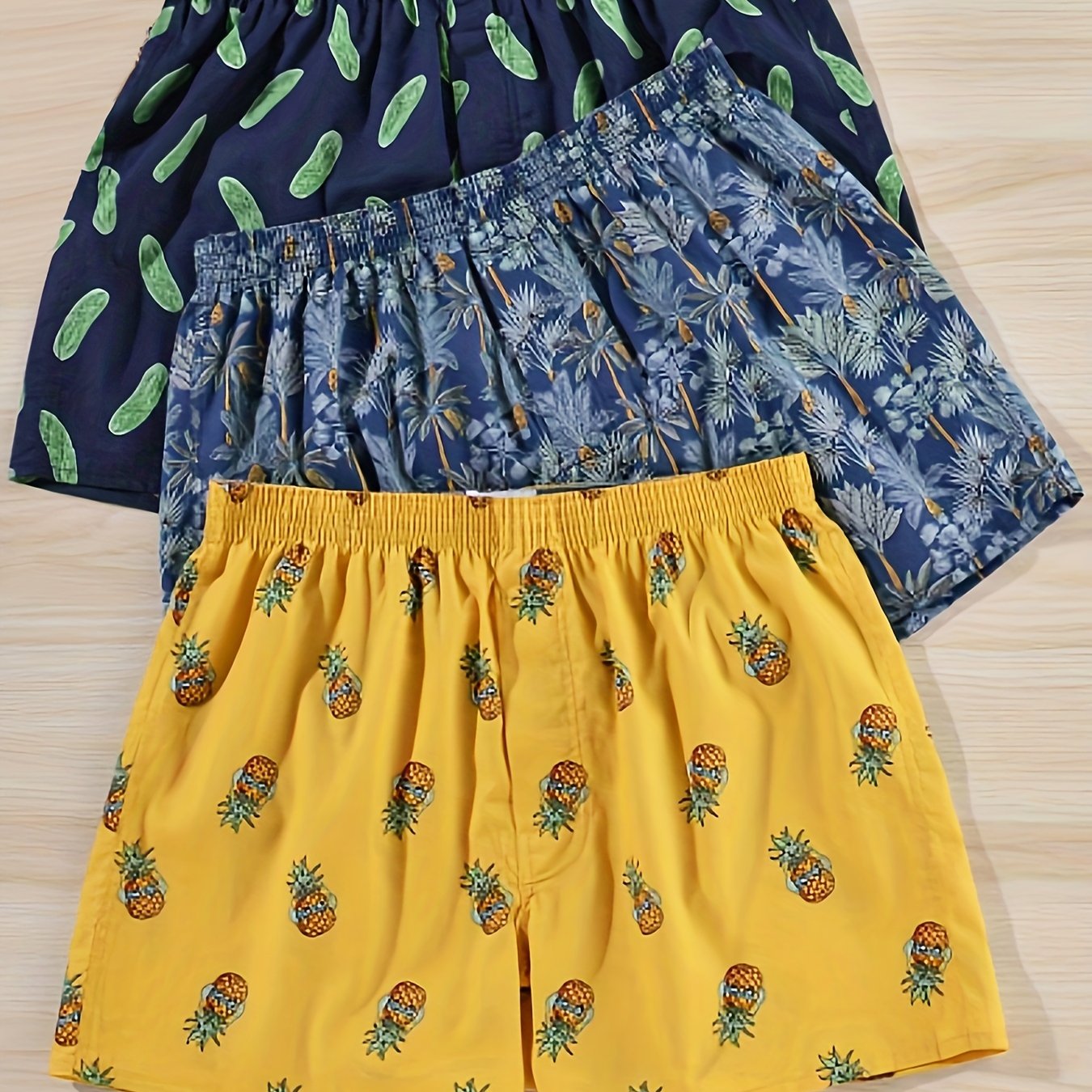 Мужские хлопковые боксёры в многоцветном стрелочном принте, свободный крой, дышащий, комплект из трёх