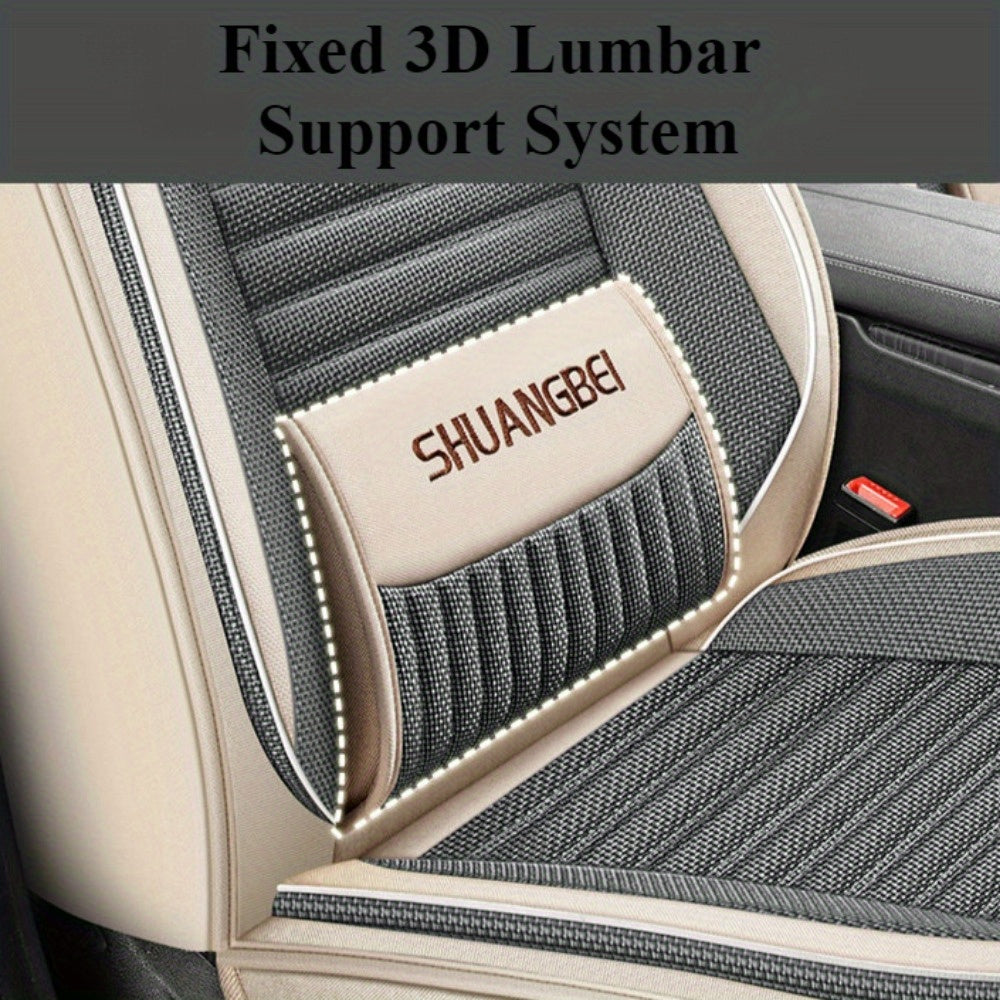 Универсальный чехол на сиденье автомобиля из льна для полного покрытия, четырех сезонов, с поддержкой поясницы