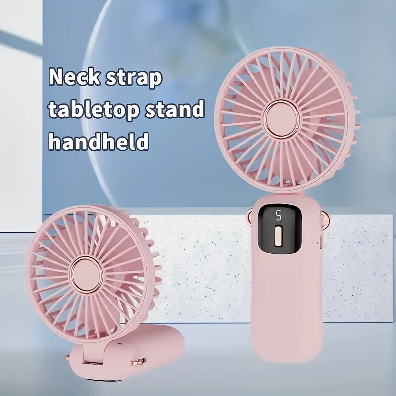 Mini Portable Handheld Fan USB Rechargeable Foldable Neck Wearable Fan for Travel Outdoor Office