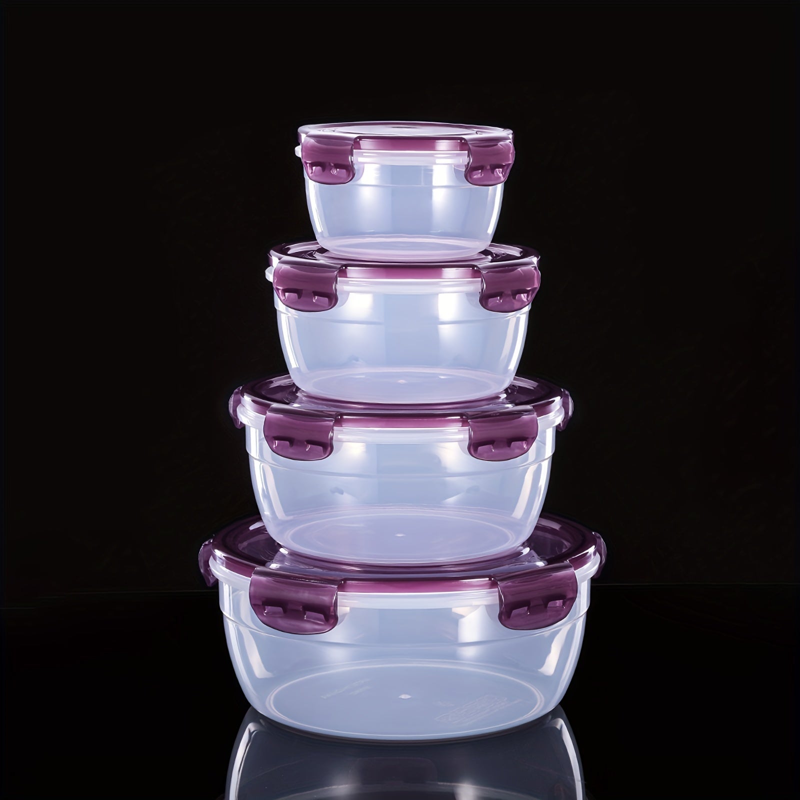 Juego de 4 recipientes redondos para almacenamiento de alimentos para nevera, microondas, picnic y camping