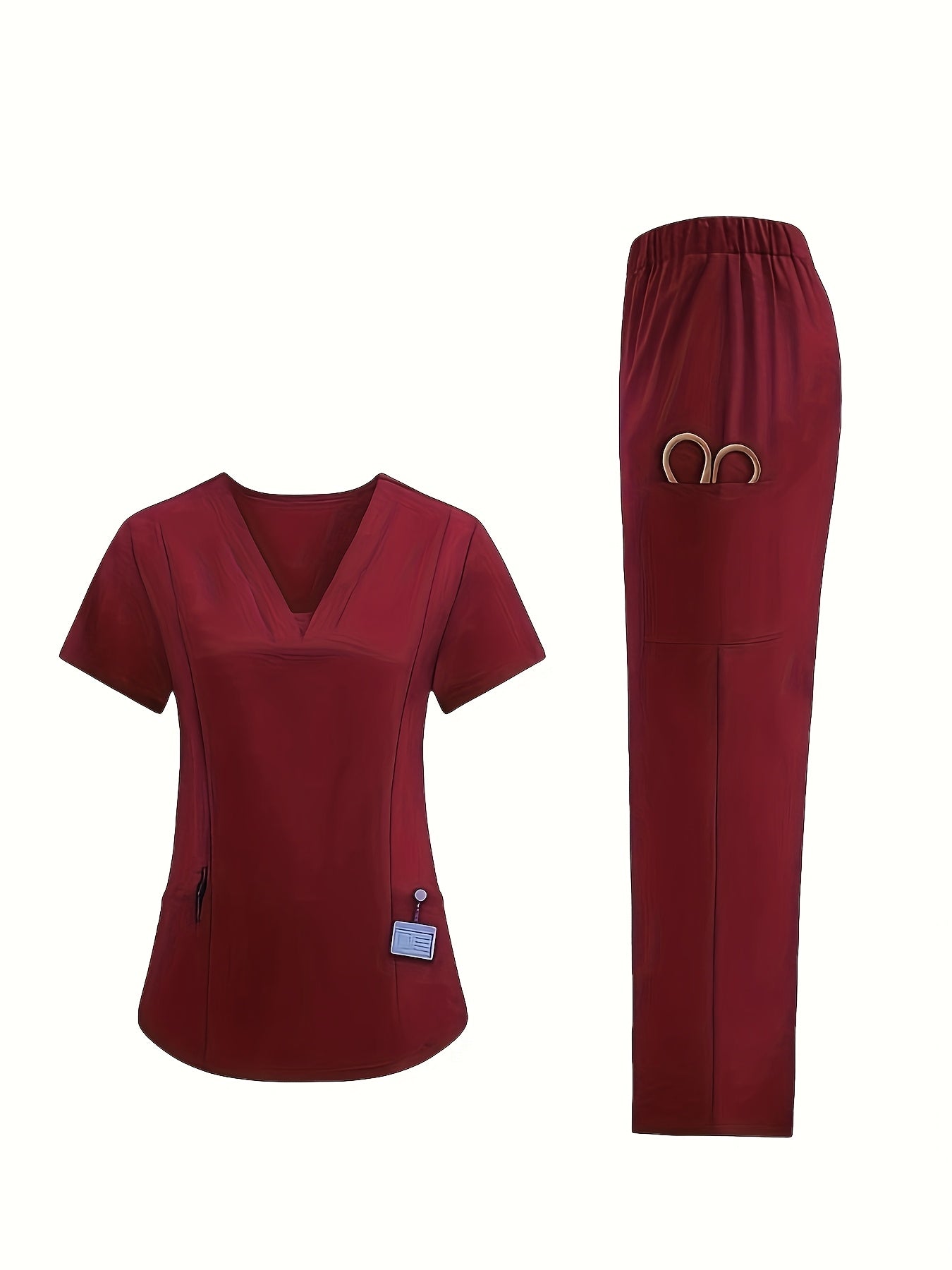 Women's Medical Wash Dress with V-Neck Short Sleeve Polyester for Operating Room