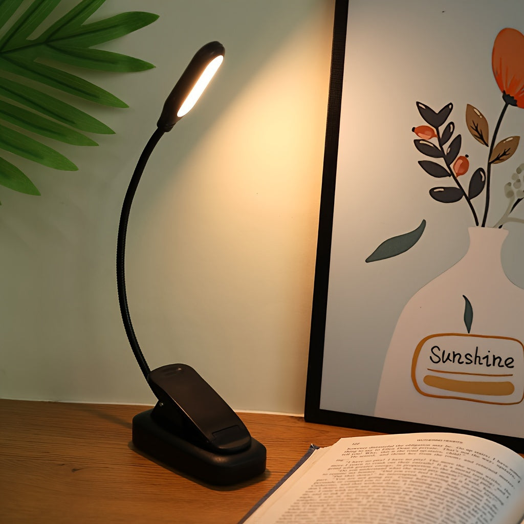 Lámpara de lectura LED ajustable con clip de luz amarilla para lectura