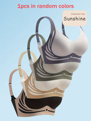 Women's Sports Bra Built-In Cup V-Neck Front Closure Yoga Running Comfortable