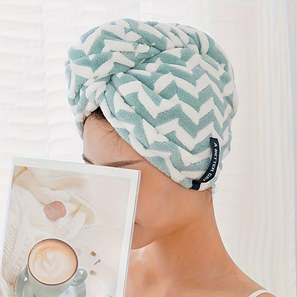 Striped Quick-Dry Headscarf Hair Towel Wrap Soft Bathroom Accessory