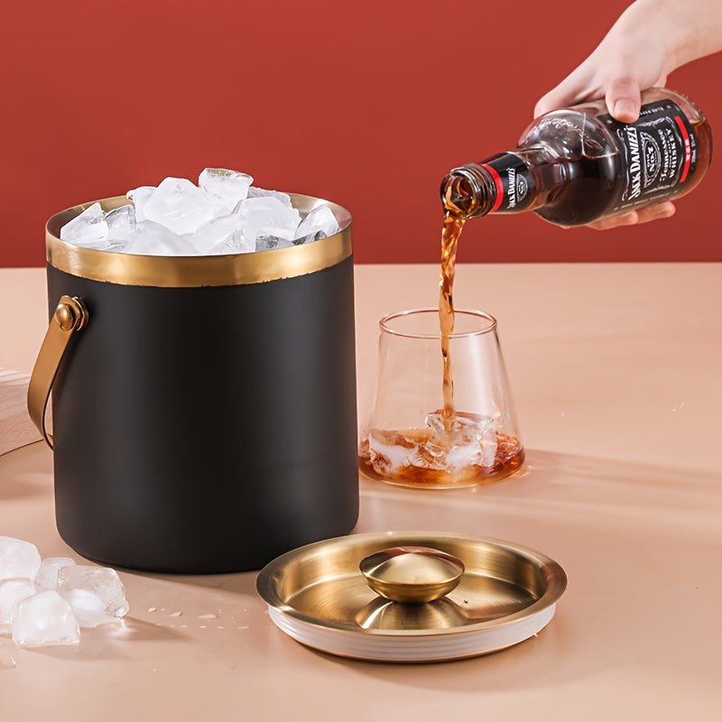Insulated Stainless Steel Ice Bucket Double Layer for Champagne Wine Beer Non-Slip