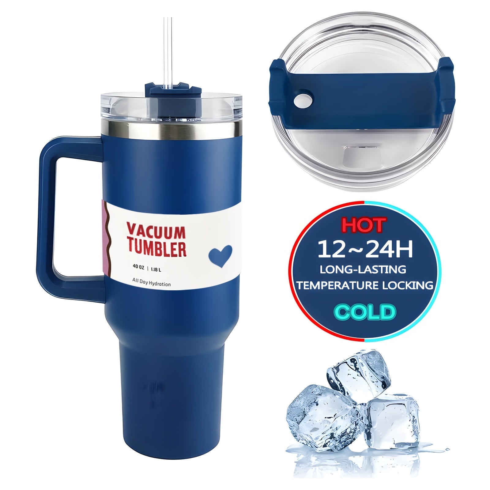 Insulated Tumbler 40oz with Lid and Straw for Cold Drinks