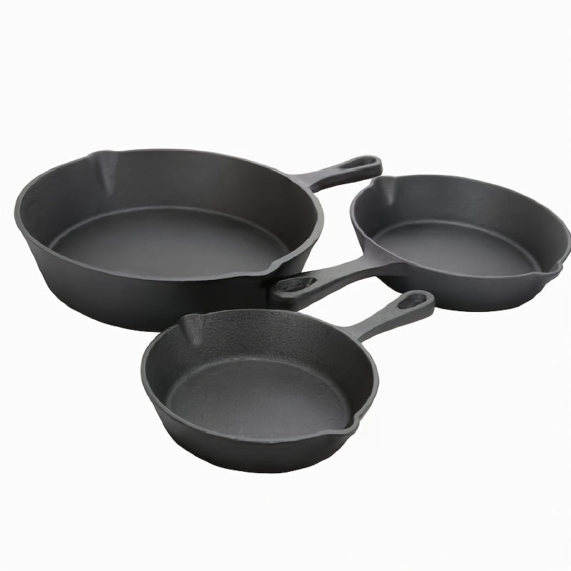 3 ta to'plam qattiq temirli skiletlar, dumaloq Teppanyaki grill panlari, yopishmaydigan tekis tagli qozonlar