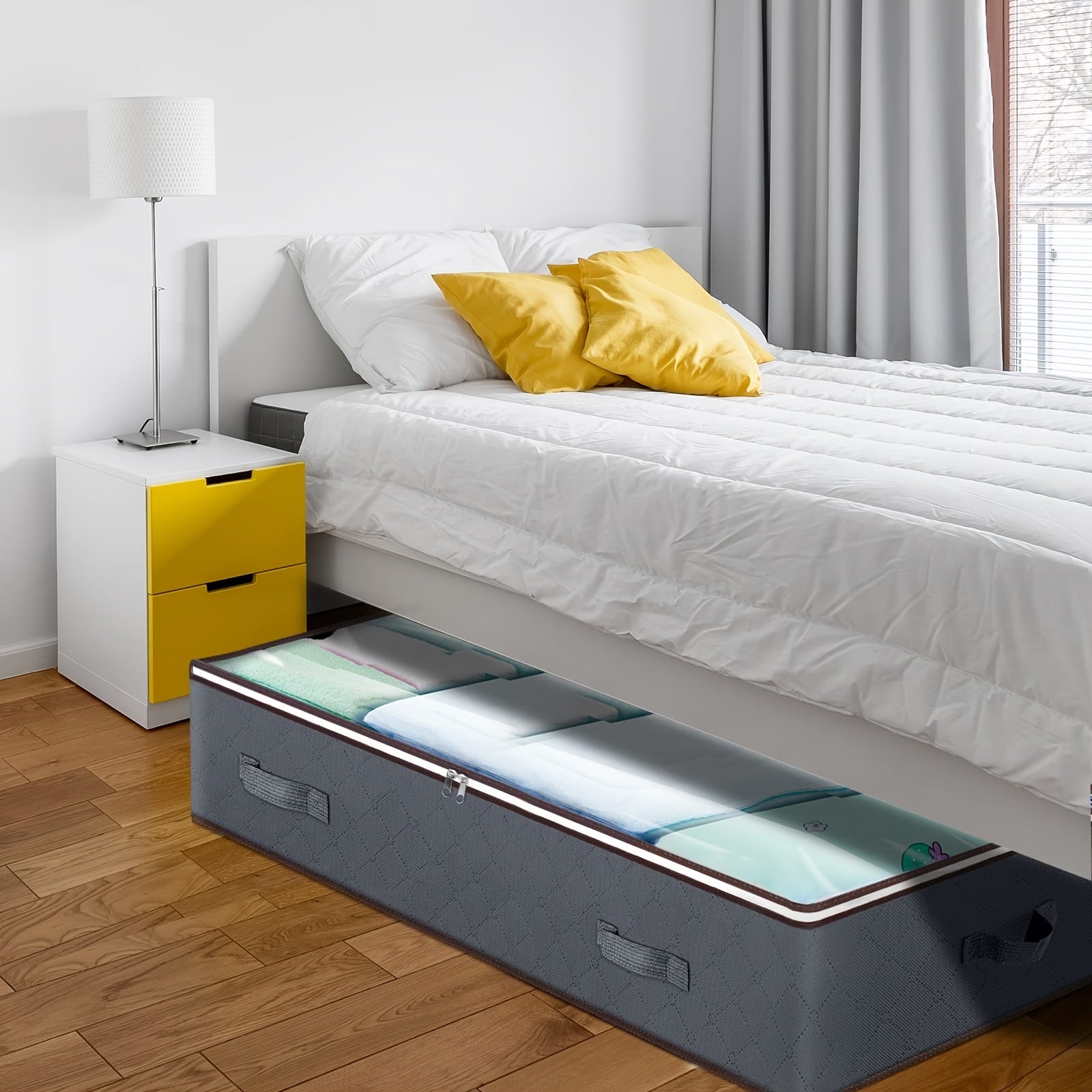 Bolsa de almacenamiento bajo la cama con ventana transparente gran capacidad plegable para mantas