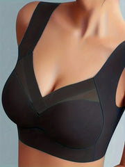 Women's Plus Size Seamless Ice Silk Sports Bra Set Medium Support Backless