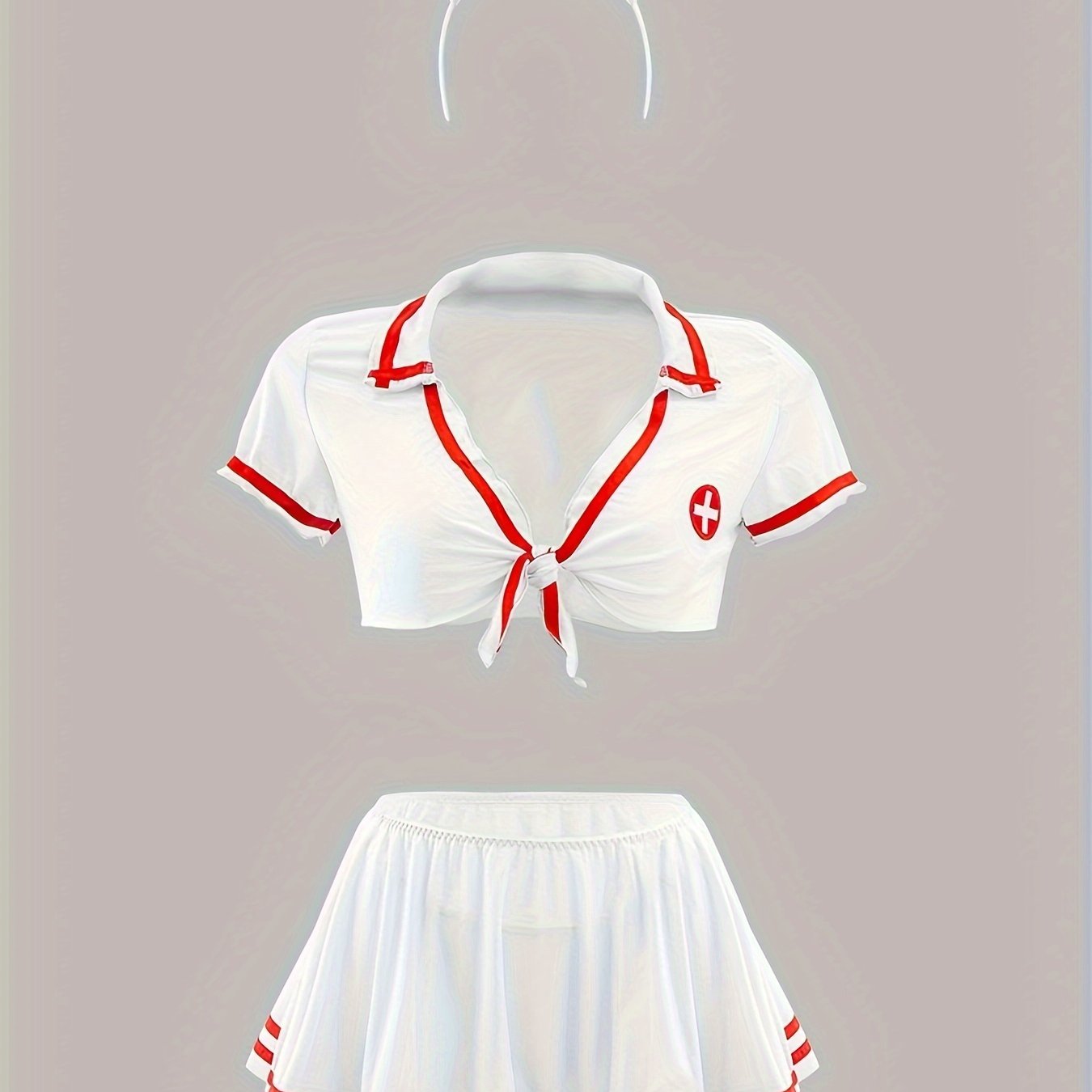 Women's Sexy Nurse Costume with Hat Top Underwear and Skirt