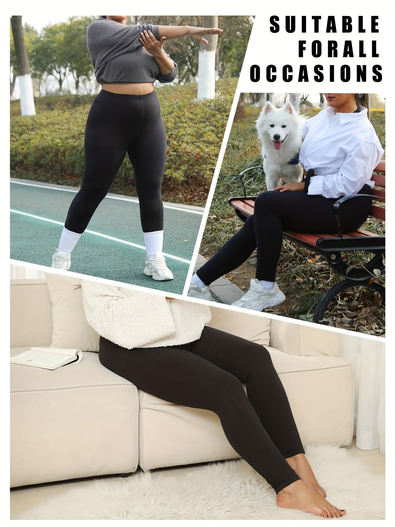 Plus Size Soft Sports Leggings for Women Workout Yoga Running Plain