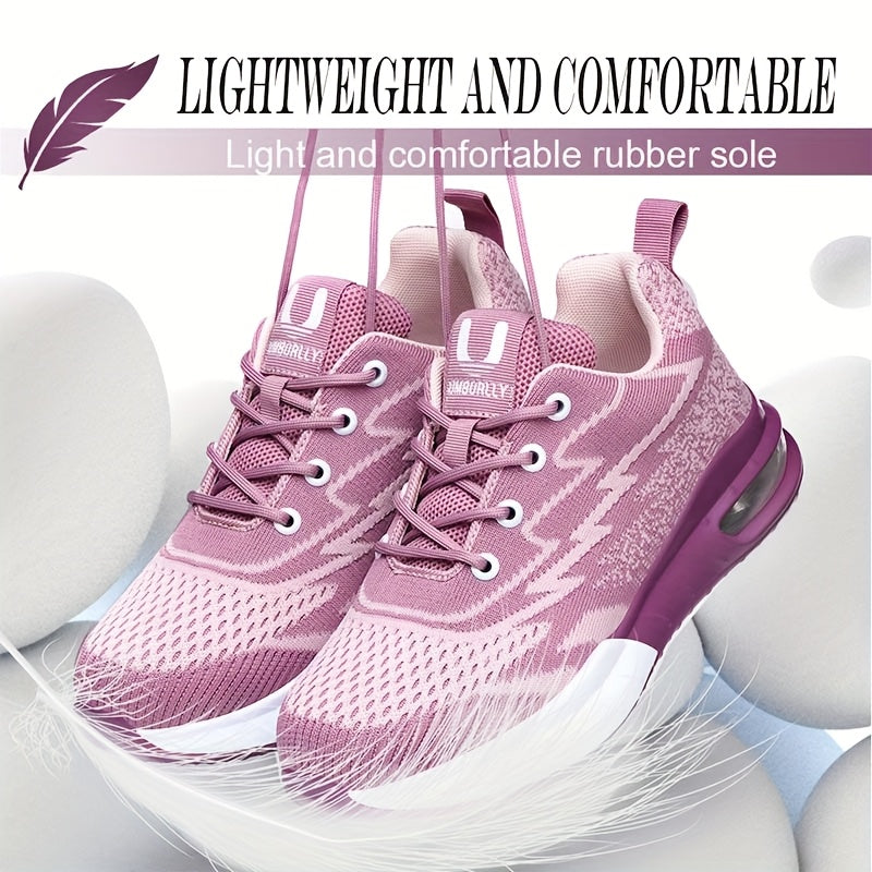 Women's Low-Top Air Cushion Steel Toe Sneakers for Work and Sports Pink Purple