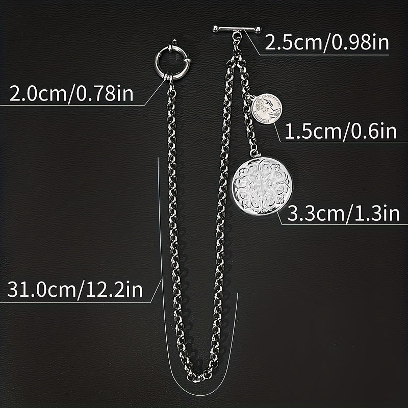 Men's Retro Vest Chain Brooch Set with Lapel Pin and Photo Box