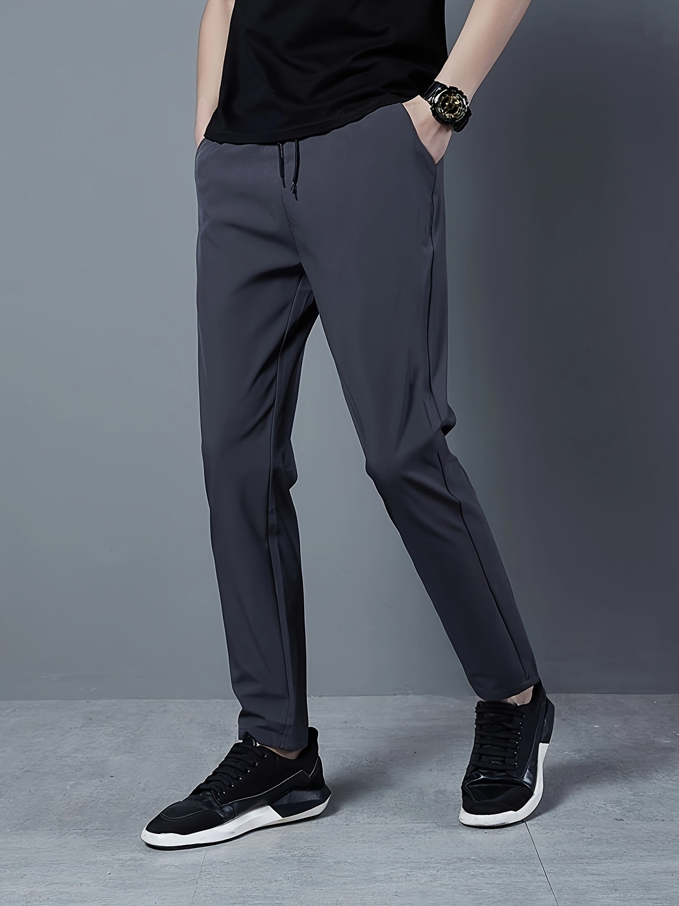 Men's Solid Golf Pants Slim Fit Drawstring Pockets Summer Polyester
