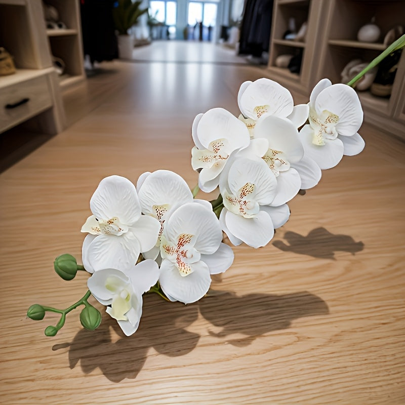 27-Inch White Artificial Orchid Flower with Latex Velvet Real Touch Long Stem Tall Vase for Home Decor