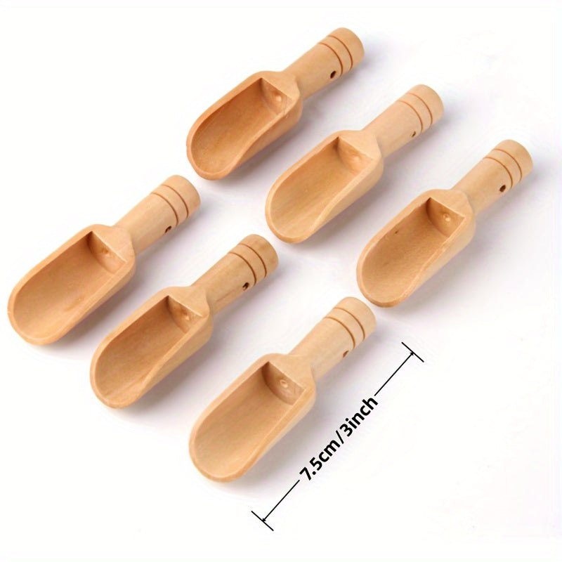Small Wooden Spoon Set for Bath Salt Candy Coffee Washing Powder 7.62cm