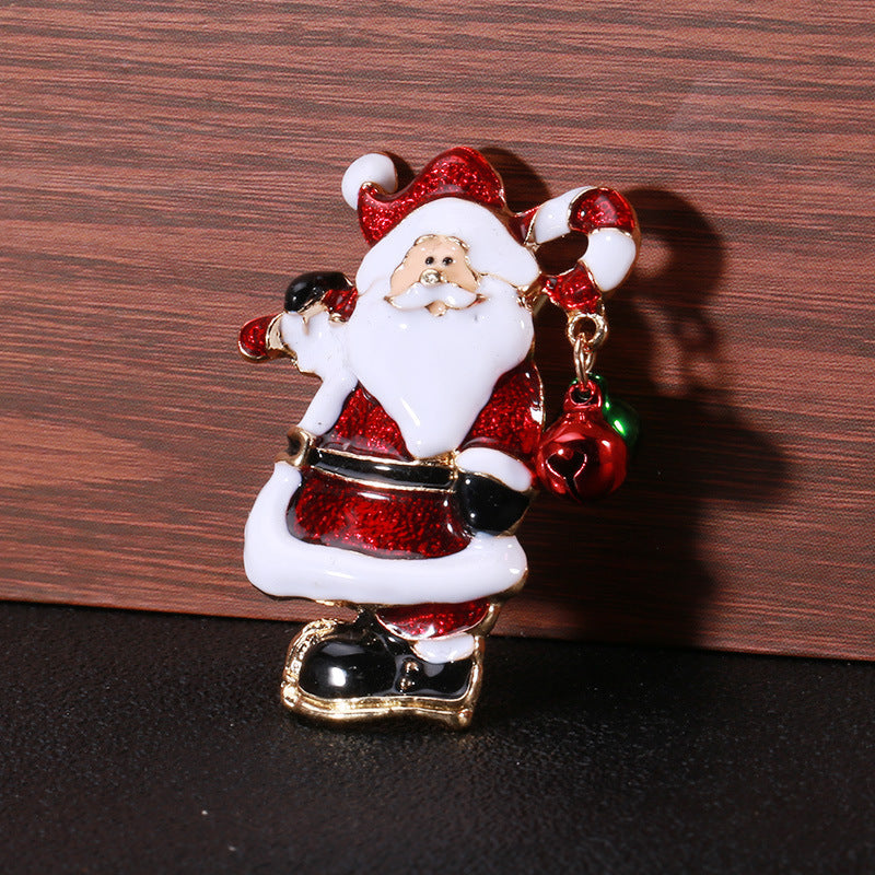 Festive Santa Claus Enamel Pin Christmas Bell Brooch Holiday Outfit Accessory