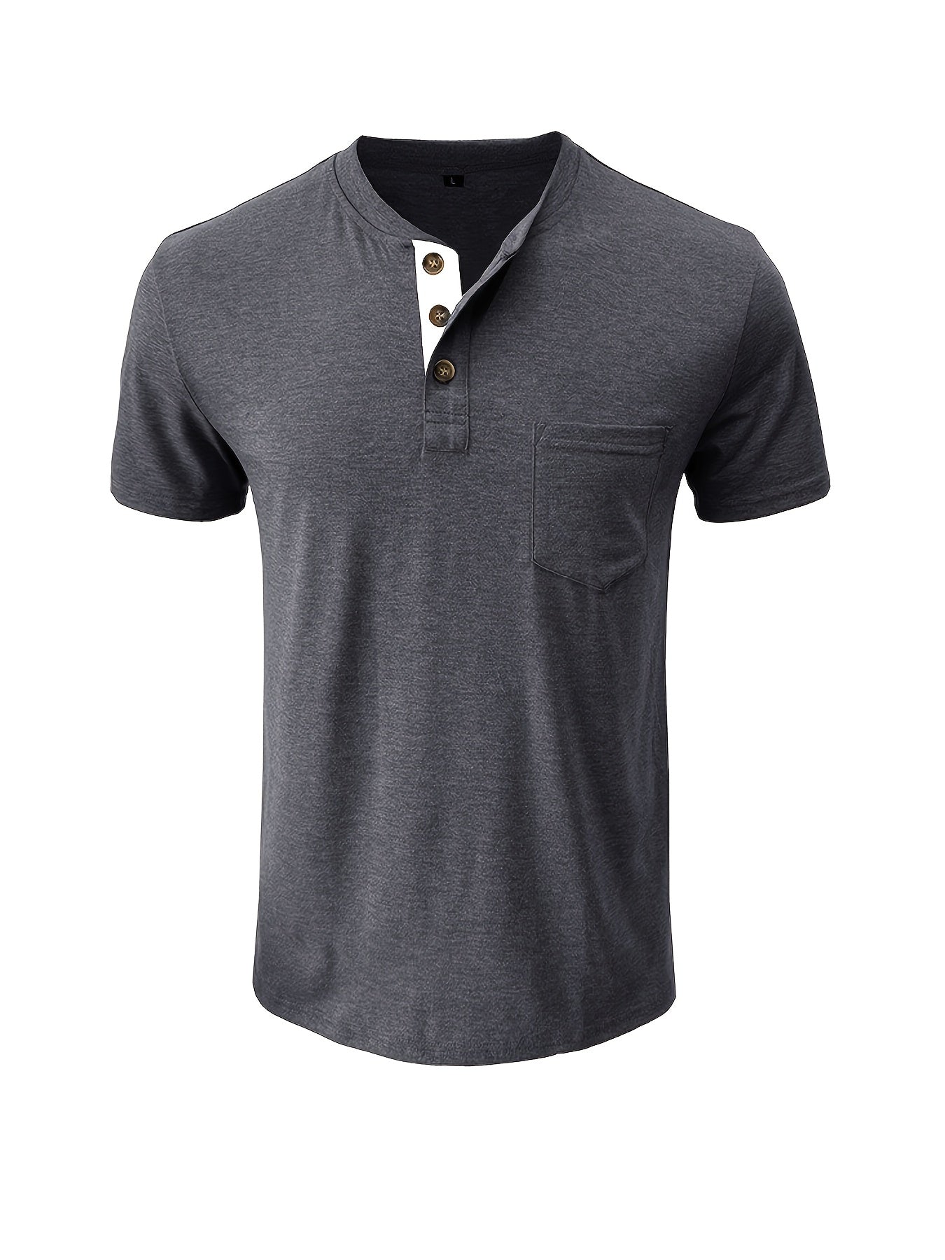 Мужская рубашка с коротким рукавом Henley большого размера, легкий полиэстеровый микс, весна-осень, повседневная