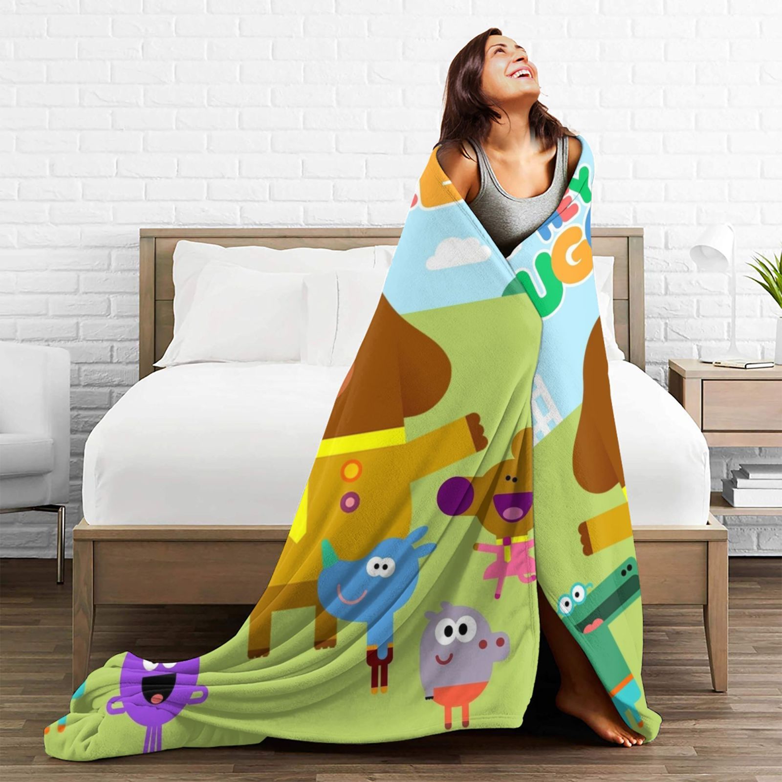 Kids Hey Duggee Flannel Fleece Blanket Digital Print Allergy-Free Skin-Friendly Lightweight Versatile for All Seasons