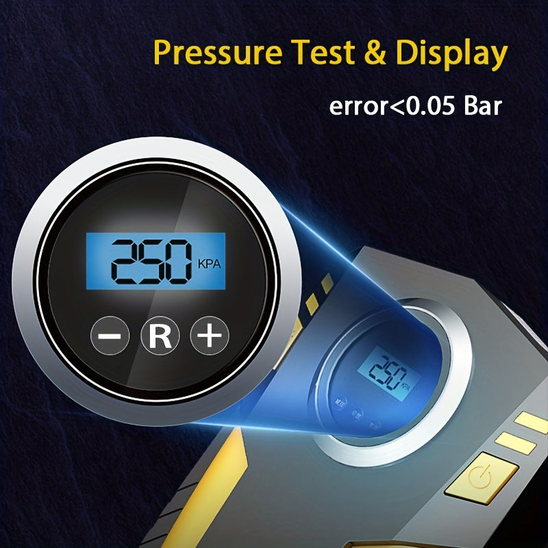 Portable 12V Car Tire Inflator with Digital Display and Multi-Function