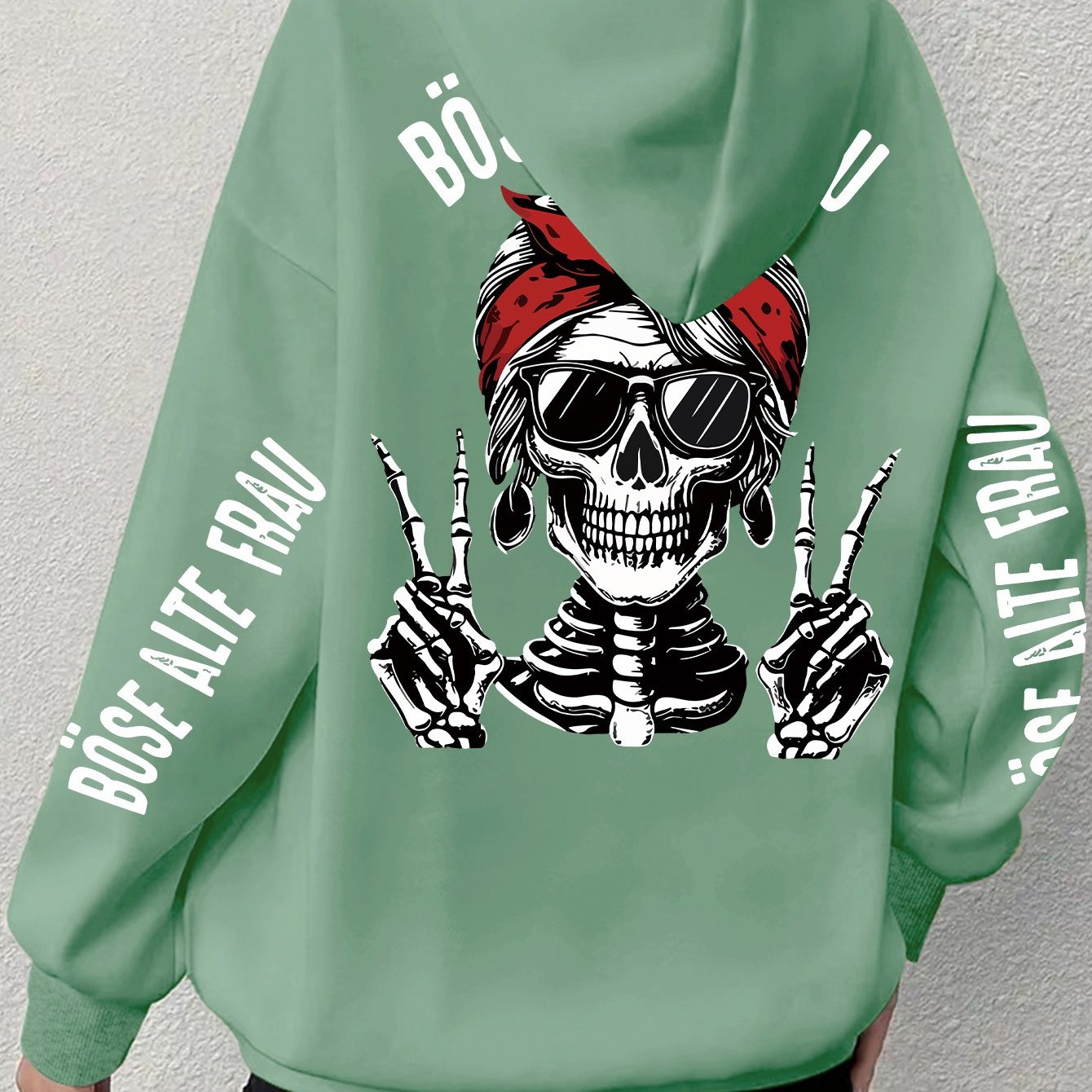 Plus Size Women's Skull Graphic Hoodie Black Pirate Style Long Sleeve Pullover