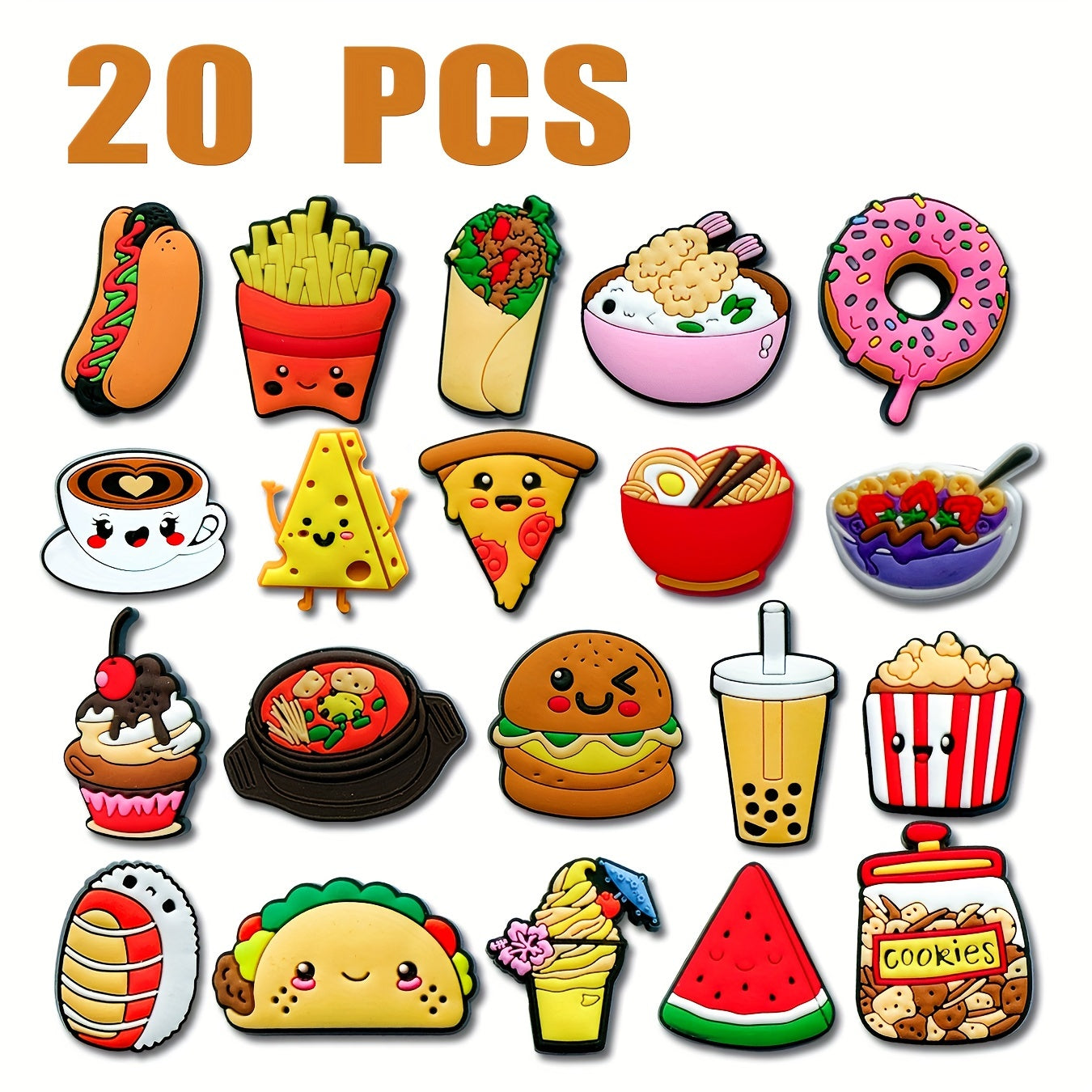 20 dona plastik poyabzal charm'lari uchun klogs sandalilar ajraladigan chiroyli aksessuarlar