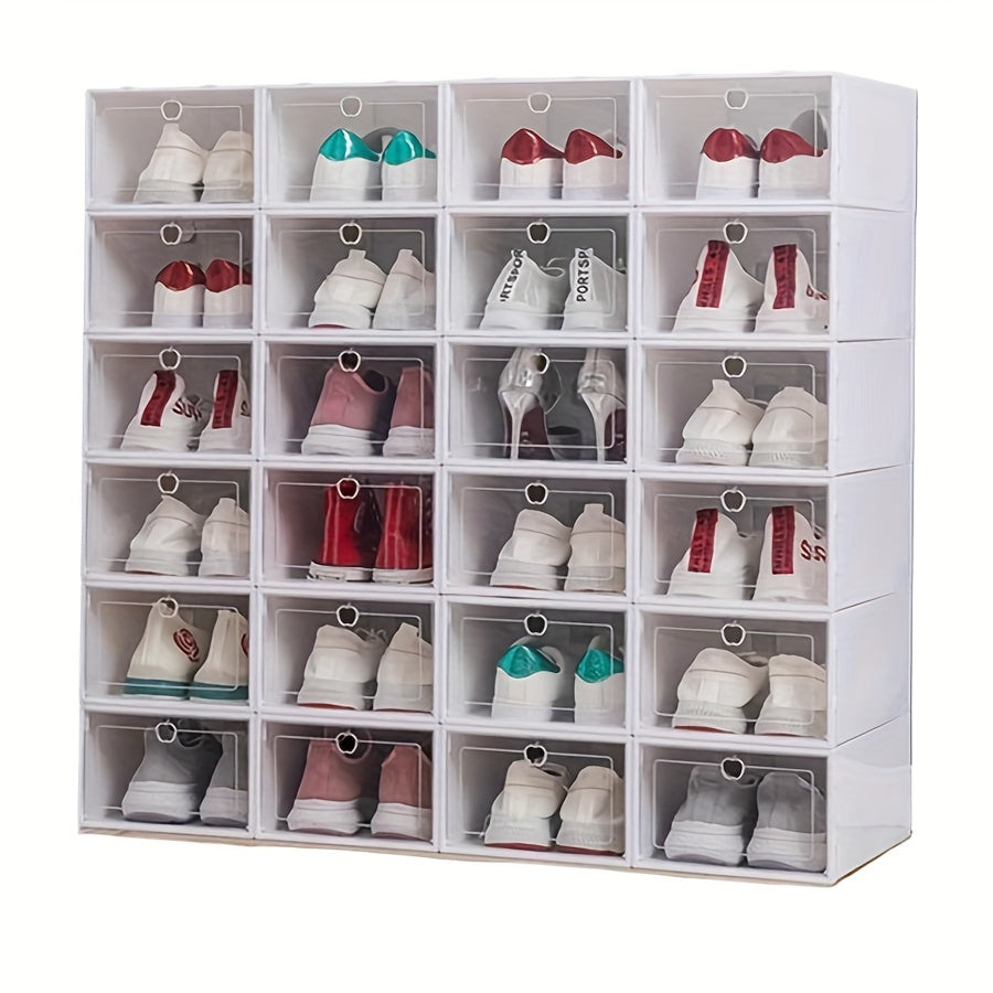 15 Pack Clear Plastic Shoe Storage Boxes with Flip Top for Home Organization