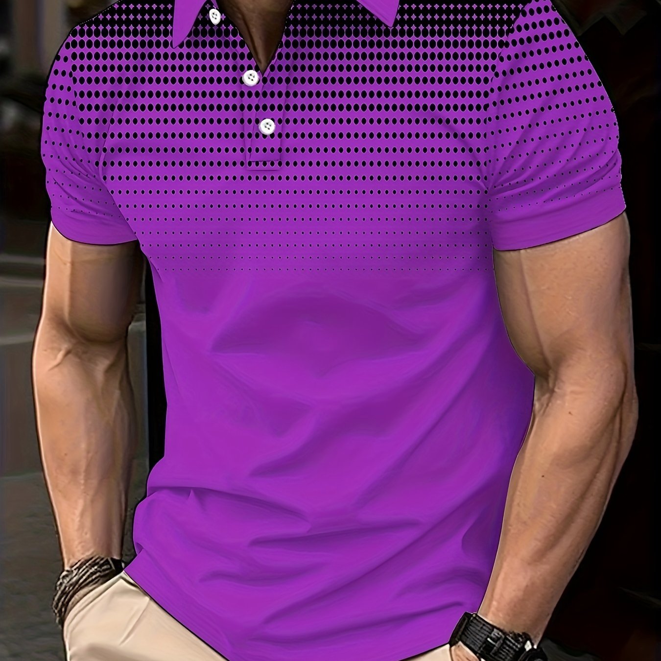 Men's Plus Size Polo Shirt with Polka Dot 3D Print Knit Fabric Short Sleeve Casual