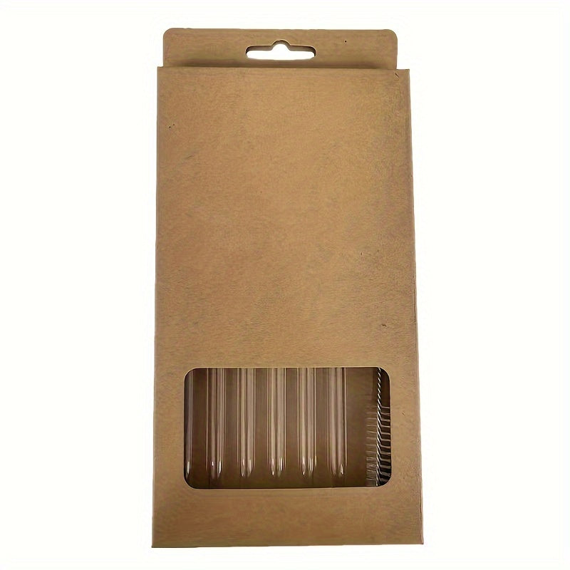 6 Pack Clear Borosilicate Glass Straws with Cleaning Brush Reusable Heat-Resistant