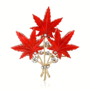 Retro-Inspired Alloy and Acrylic Three-Leaf Maple Brooch for Women