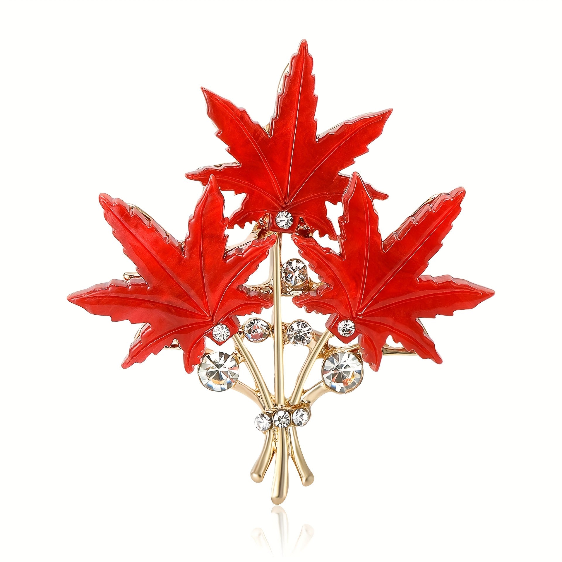Retro-Inspired Alloy and Acrylic Three-Leaf Maple Brooch for Women