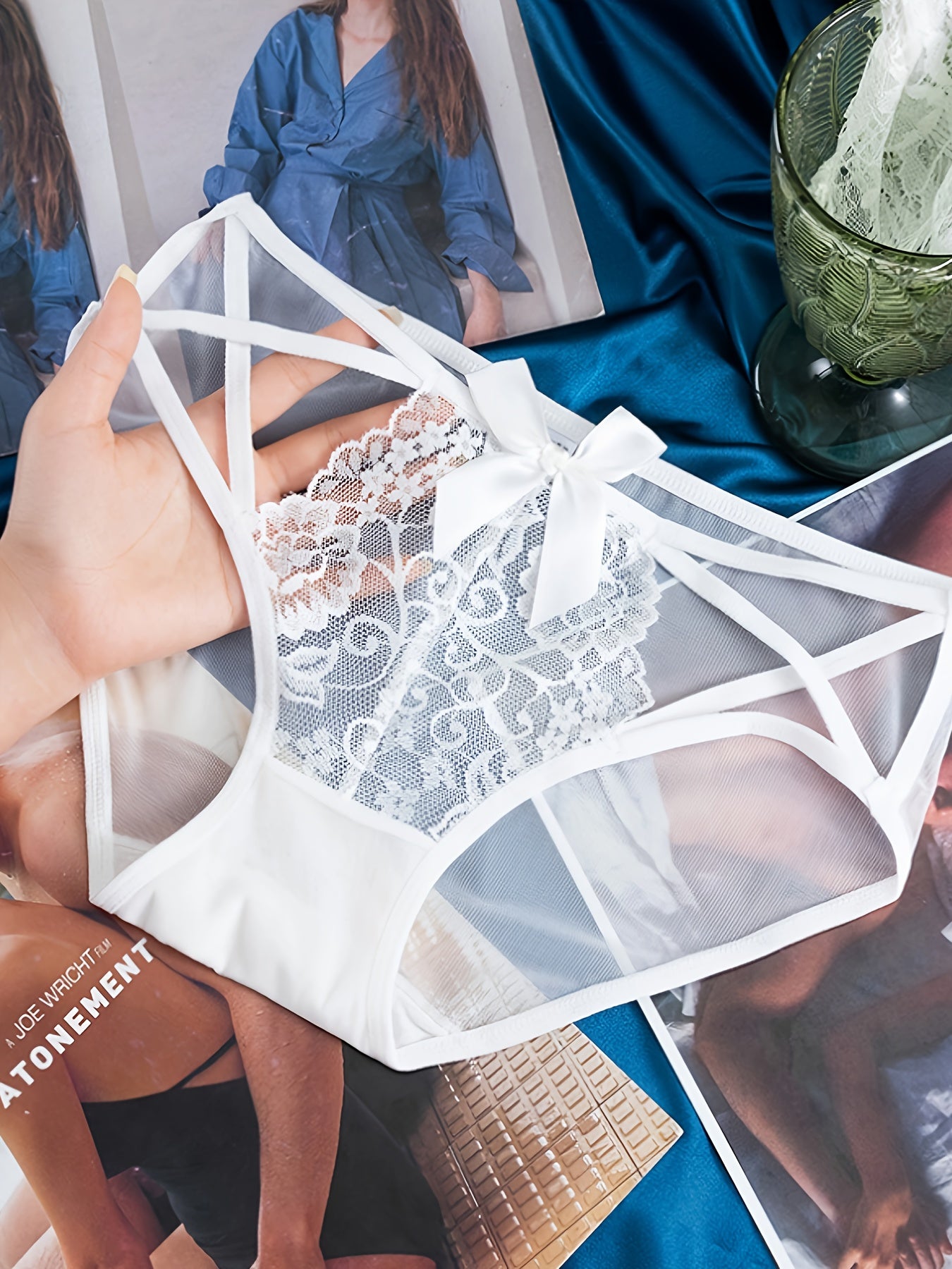 3 dona Jozibador Bo'sh To'qima Ayollar Ichki kiyimlari, Past Bel Mesh Seamless Briefs, Lingerie va Ichki kiyimlar